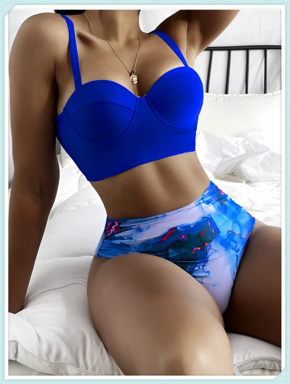 Push Up Swimsuit Women High Waist Bikini Set Butterfly Print Swimwear Female Padded Bathing Suit Swimming Beachwear Summer