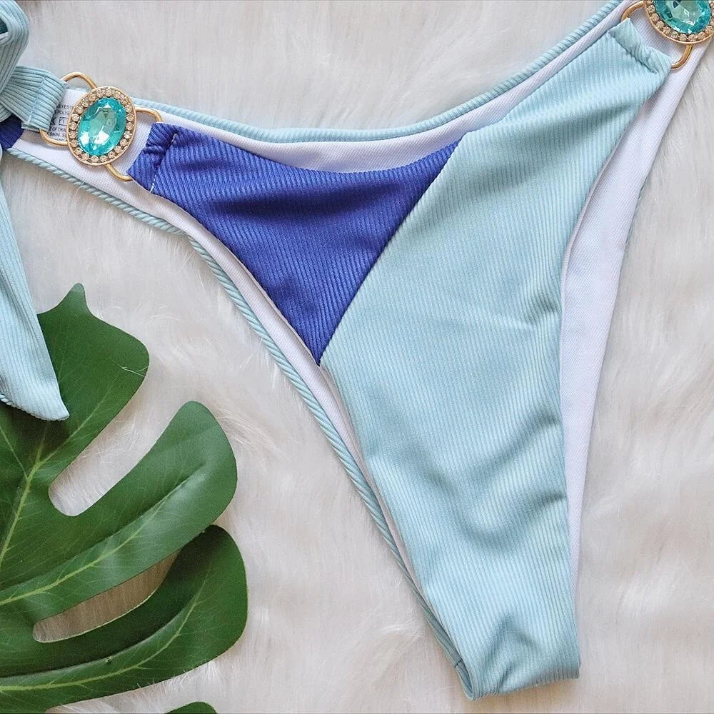 Rhinestones Bikinis Women Swimwear Female Swimsuit Swimming Bathing Suits Girls Brazilian Bikini Set Beachwear Bather