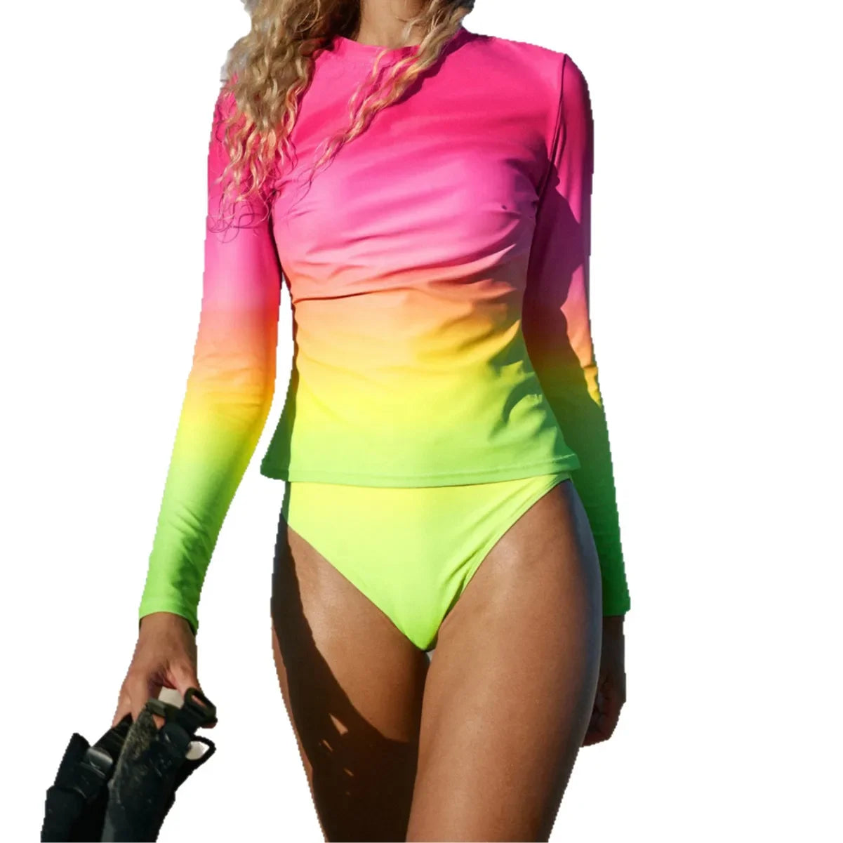 Colorful Women's Surf Suit Swimwear Bikini Set Long Sleeve Rash Guard Vibrant Design Female Swimsuit