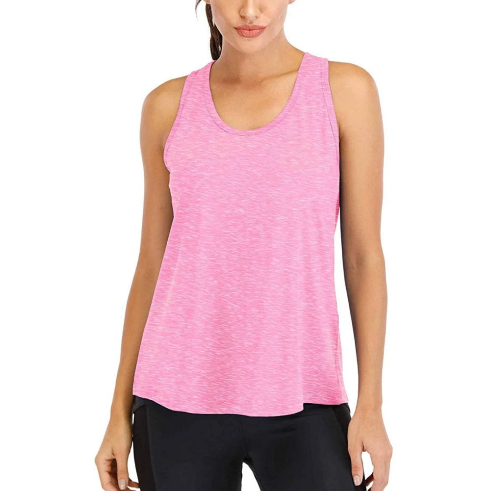 Summer Quick-dry Yoga Fitness Tank Top For Women Solid Color Soft Breathable Racerback Sleeveless Loose Fit Casual Sports Vest