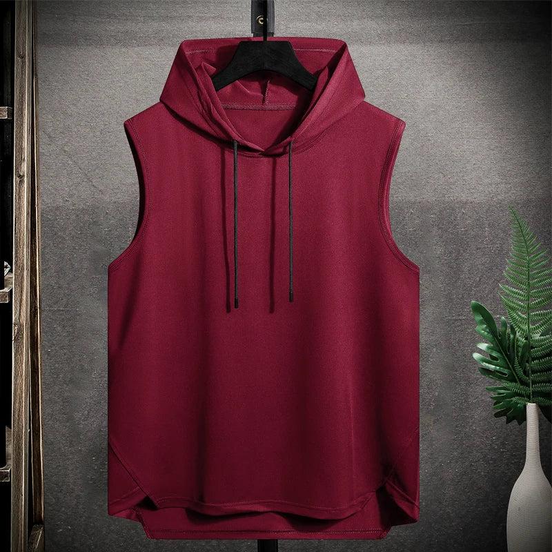 Short Sleeve Quick Dry Vest Men's Black Grey Tshirt GYM Tank Top Tees With Hoodies Fashion Clothes OverSize 4XL
