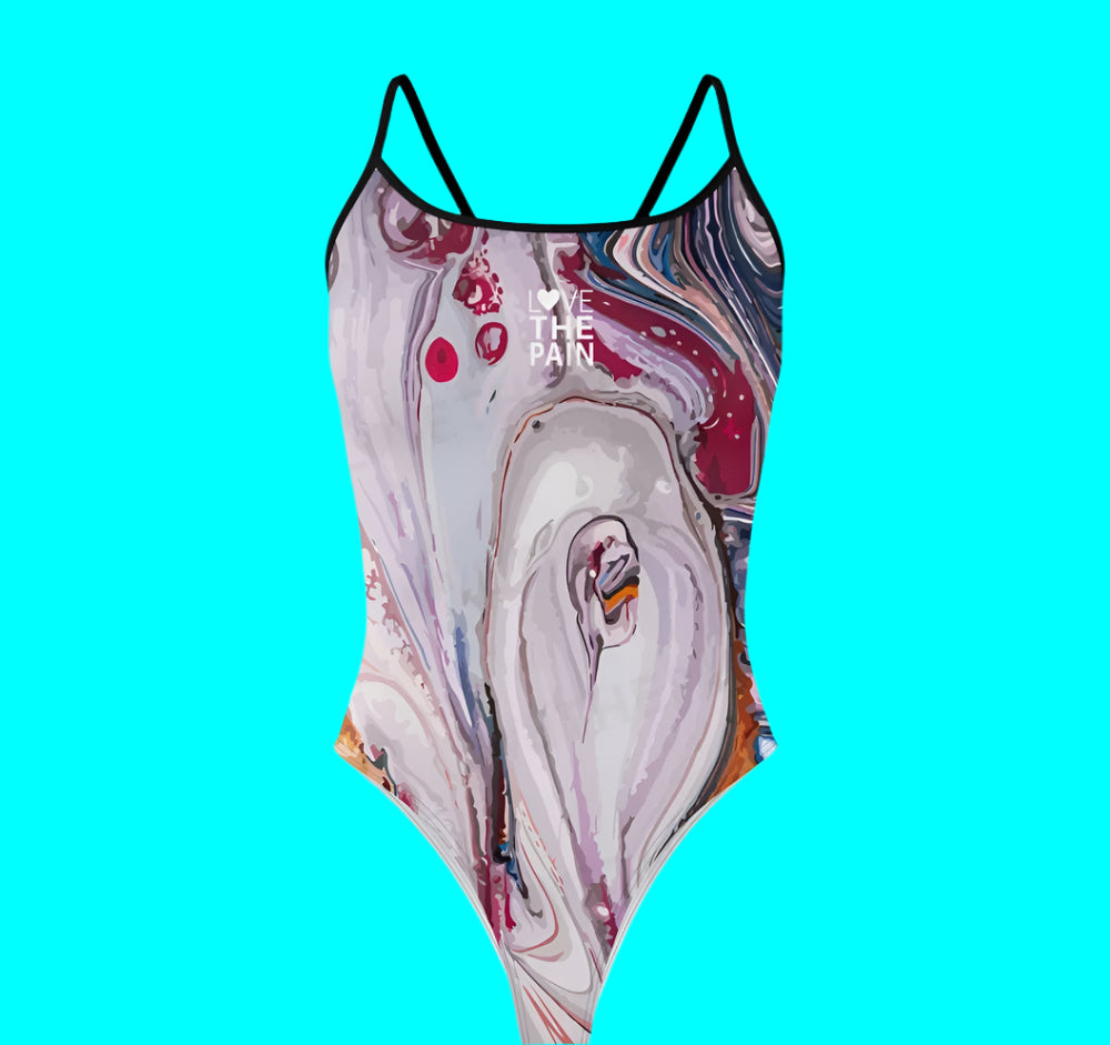 Black, Pink, Purple Love The Pain One Piece Swimsuit Women Swimwear