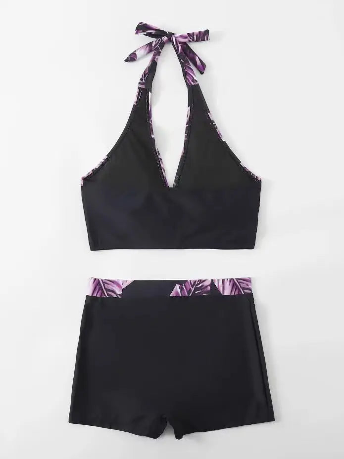 Push Up Bikinis Set Swimwear Women Leaf Print Swimsuit Summer Beach Wear Tankini Bathing Suit