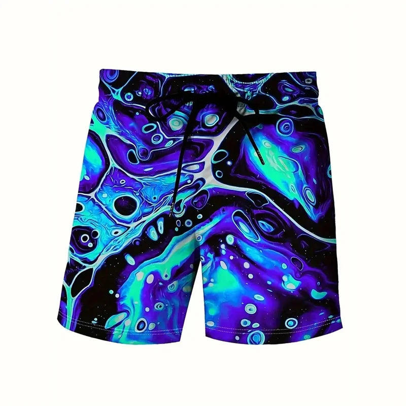 Multi Design 3D Printed Colorful Neon Short Pants For Men Dragon Landscape Pattern Beach Shorts Summer Casual Street Breathable Swim Trunks