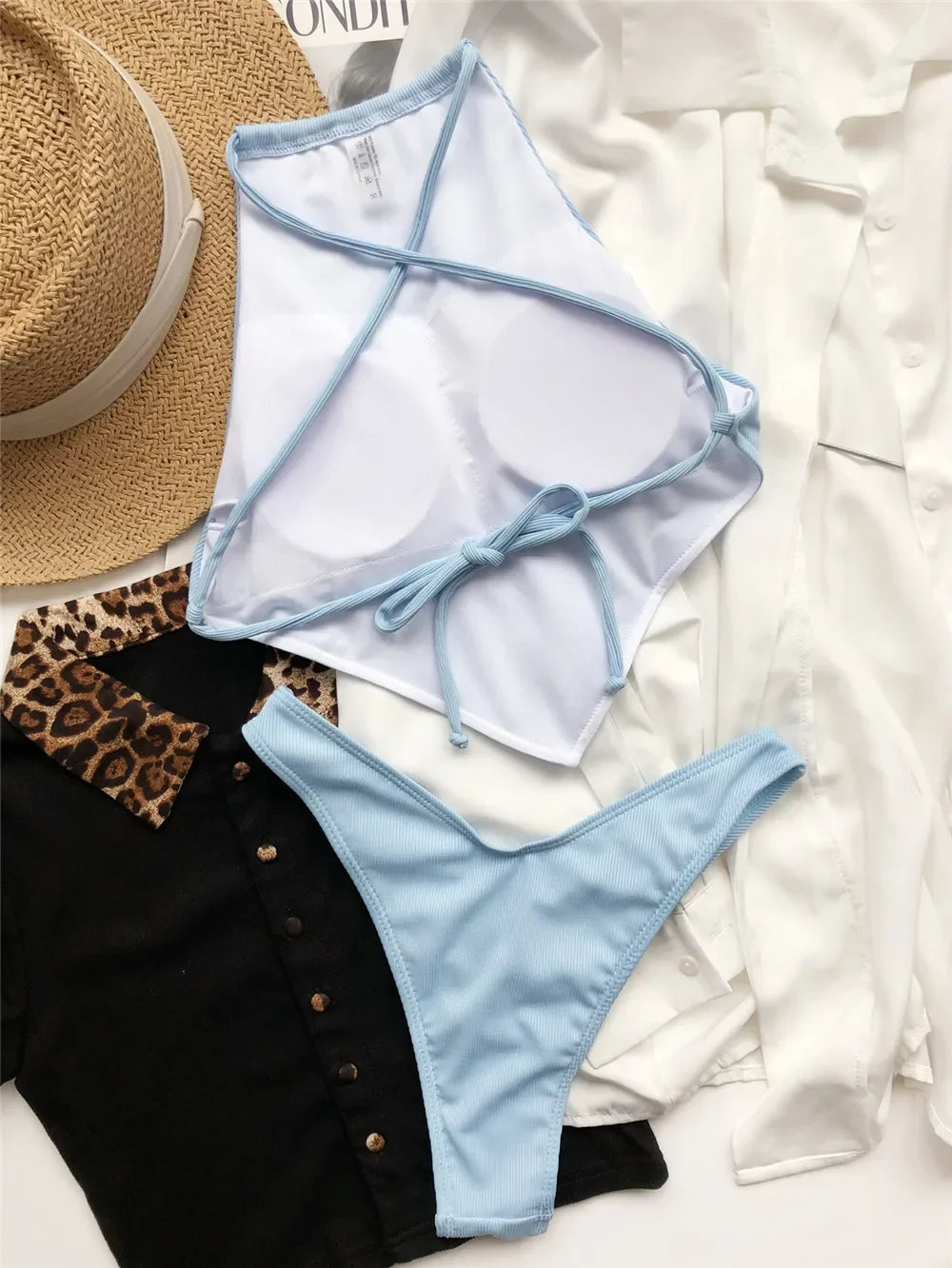 Halter Bandana Bikinis Set Swimwear Women Thong Swimsuits Backless Bathing Suit Bikini Swim Wear Summer