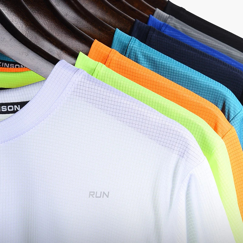 Mens Short Sleeve Sport t Shirt Quick Dry Running t-Shirt Breathable Fitness Shirt Top Ice Silk Gym Football Jerseys Man Clothes