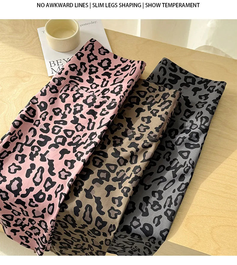 BIVIGAOS Summer Fashion Trend Leopard Print Cycling Shorts Women High Waist Tight Sport Short Leggings Fitness Biker Shorts