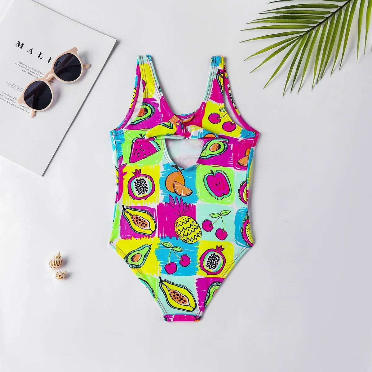 new girls children's fruit print swimsuit medium and small children's cute one-piece swimsuit suitable for mother and daughter