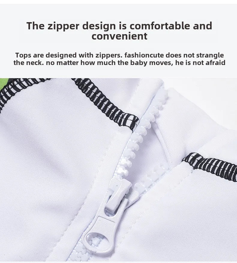 Children's Swimsuit Boys Girls Swimming Trunks Boys New Split Hot Spring Stroke Shark Sun Protection Quick-drying Swimwear Set