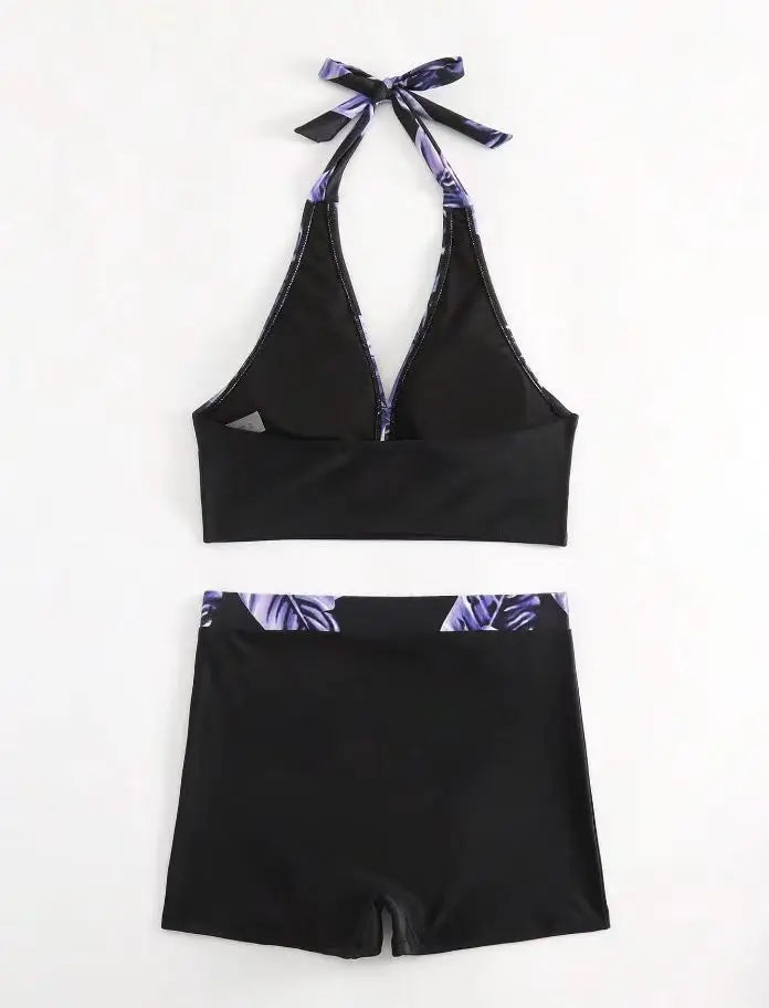 Push Up Bikinis Set Swimwear Women Leaf Print Swimsuit Summer Beach Wear Tankini Bathing Suit