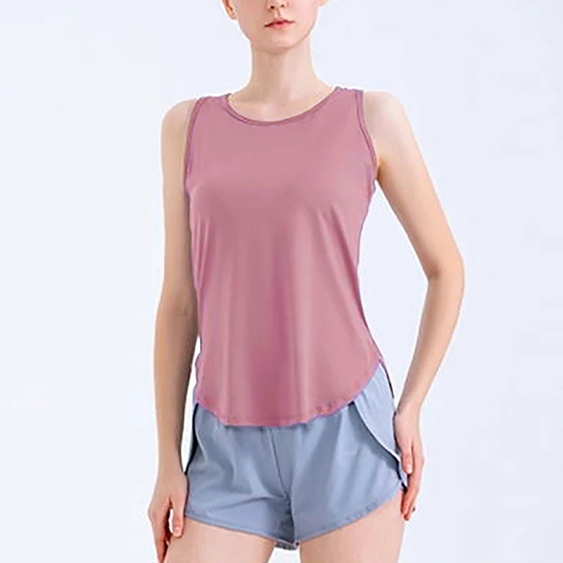 Yoga Clothing Women Sports Tops Hoodie Loose Sleeveless Running Training Quick Dry T-Shirt Outside Fitness Tank Tops