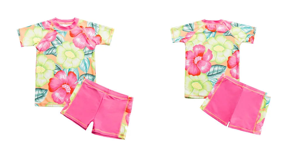 Wishere Girls Swimsuit Children's Rashguard Short Sleeves Baby Bathing Suit Kids Swimwear Summer Swimming Sunsuit