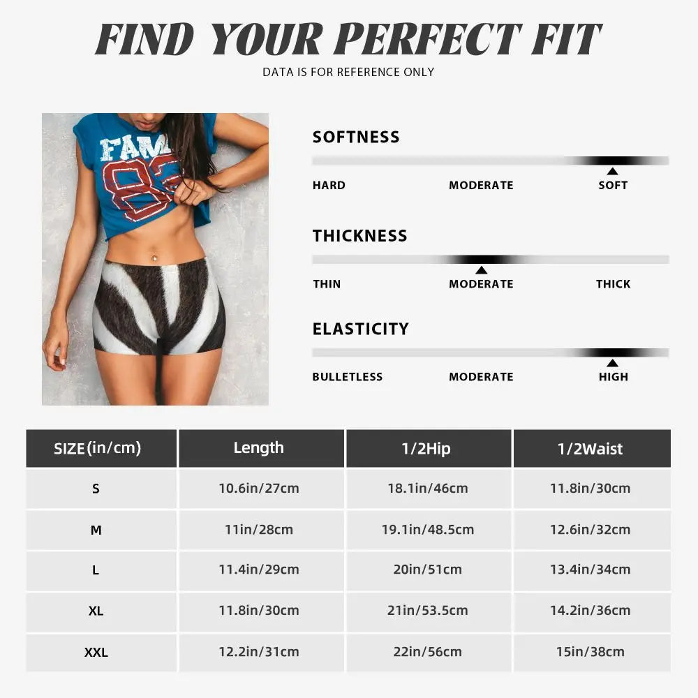 Wild Animal Designs Yoga Shorts Women Black And White Zebra Skin Stripes