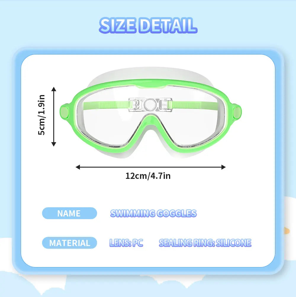 Swimming Goggles for Kids Boys and Girls HD Waterproof and Anti-Fog Electroplating Large Frame Swim Goggles Swimming Accessories