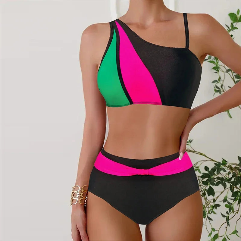 Women's Striped Swimsuit High Waist Bikini Set Two Piece Bikini Women's Summer Comfortable Swimwear S-5XL