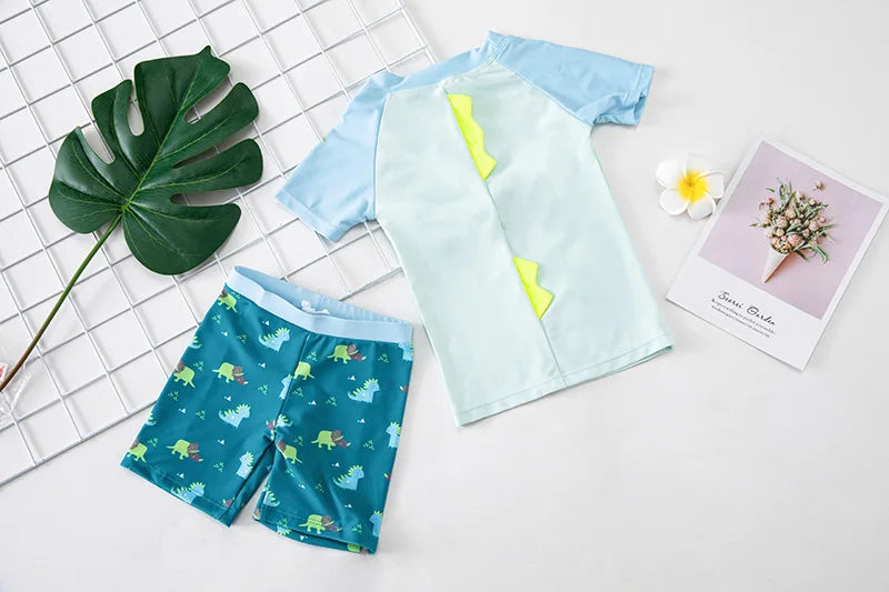 Swimsuit Boys UPF50 Baby Swimwear Shark Dinosaur UV Bathing Suit for Boy 3 Pcs Toddler Surfing Diving Suit Children's Rash Guard