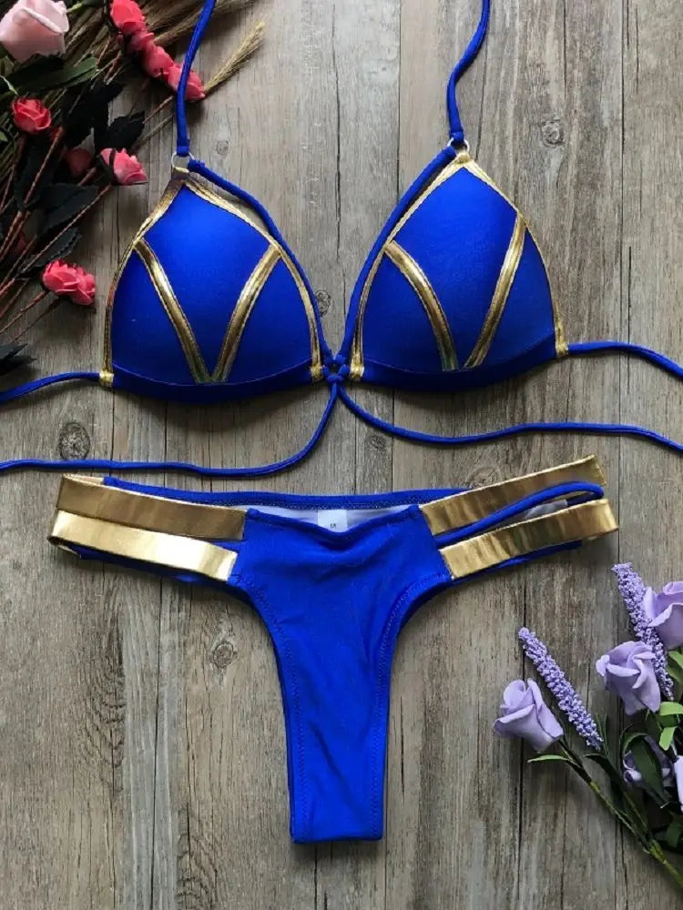 Gold Stamping Women Bikini Set Padded Women Swimsuit Push Up Bikini Swimwear Summer Beachwear Brazil Bathing Suit