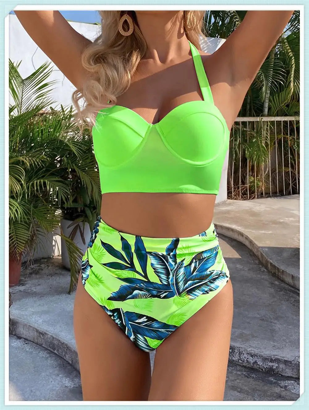 Push Up Swimsuit Women High Waist Bikini Set Butterfly Print Swimwear Female Padded Bathing Suit Swimming Beachwear Summer