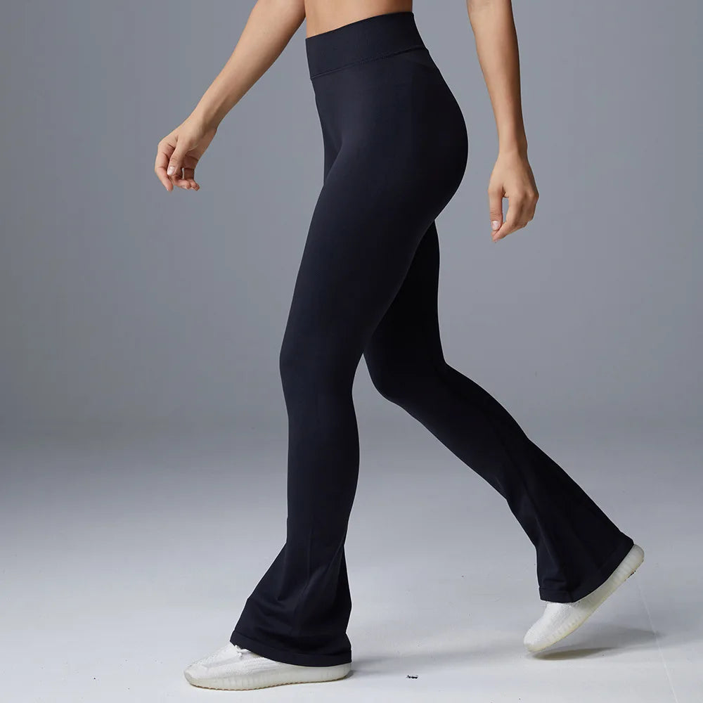 Flare Leggings Yoga Pants Women Bell-bottoms Tights High Waist Fitness Stretch Gym Workout Casual Sports Push Up Wide Legs