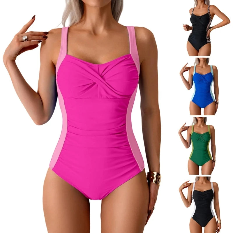 Womens Push Up Swimwear Ladies 1 Pc Bathing Suit Ruched Swimsuit Female Swimming Suit for Beachwear