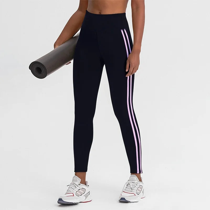 Side Lines Yoga Legging High Waisted Leggings for Women Buttery Smooth Soft Women Solid Yoga Stretchy Gym Tight Stripe