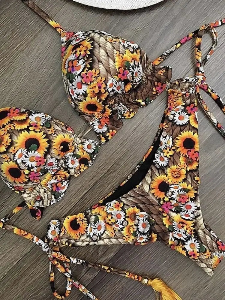 Bikinis Set Women Swimsuit Bandage Two-Piece Swimwear Brazilian Biquínis Beachwear Bathing Suit