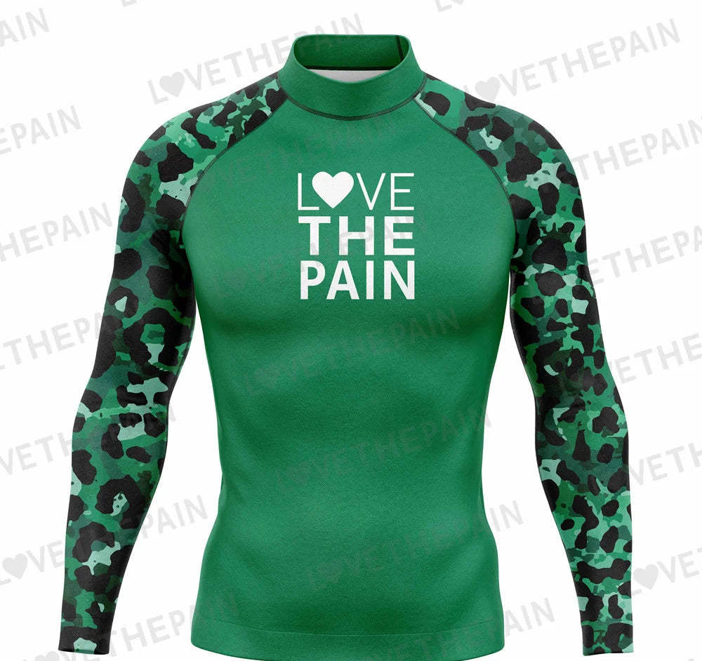 Men's Rash Guards Swimsuit Long Surfing T-Shirt Print Swimming Clothes Elasticity Water Sports Beach UV Protection Swimwear