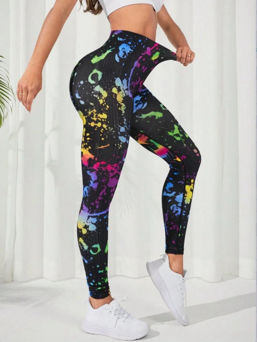 3D Print Tie Dye Sports Pants Women Seamless Leggings High Waist Fitness Push Up Leggings Gym Clothing Workout Tights