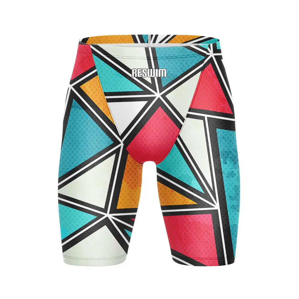 Men's Print Swim Jammer Training Sports Beach Diving Surfing Pants Tight Shorts Swimming Trunks Quick Dry Swimsuit