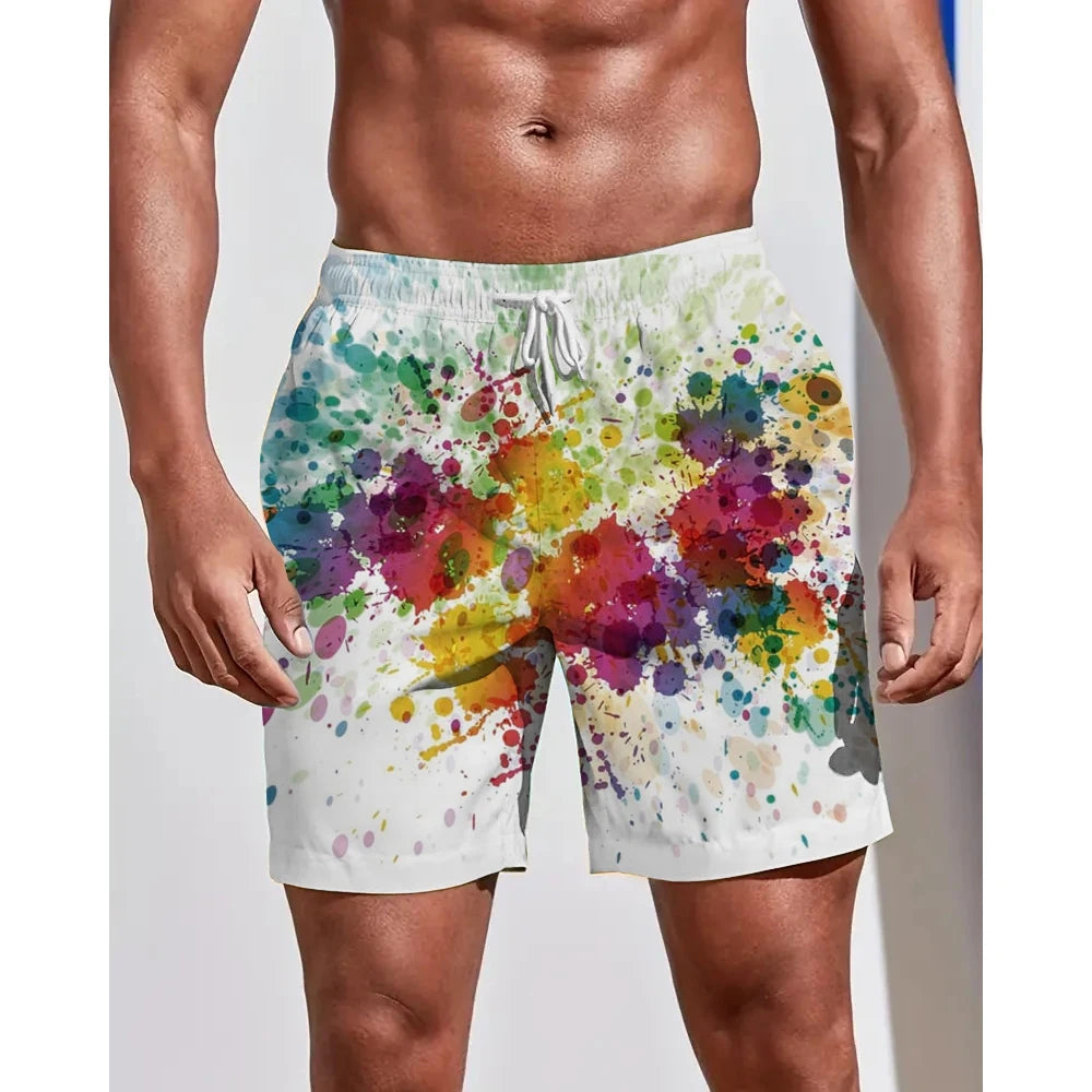Summer Seasons Rendering Shorts Graffiti 3D Printing Men's Beach Pants Swimming Comfortable Quick Drying Fashion Youth Loose Men