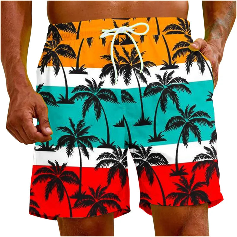 Beach Shorts For Men 3d Printing Tropical Plants Surf Board Shorts Quick Dry Summer Holiday Swimming Trunks