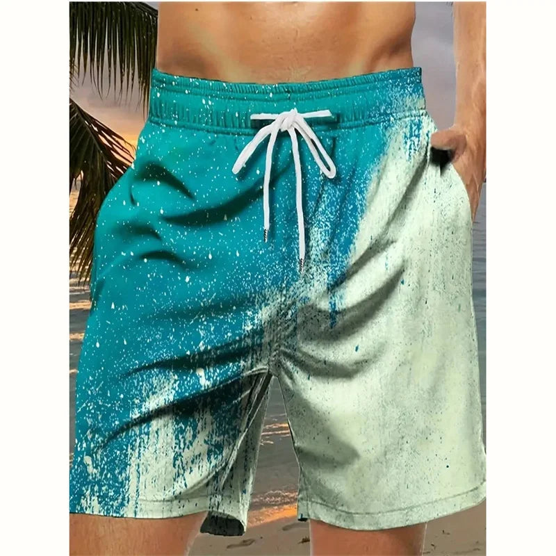 3D Printed Colorful Neon Short Pants For Men Dragon Landscape Pattern Beach Shorts Summer Casual Street Breathable Swim Trunks