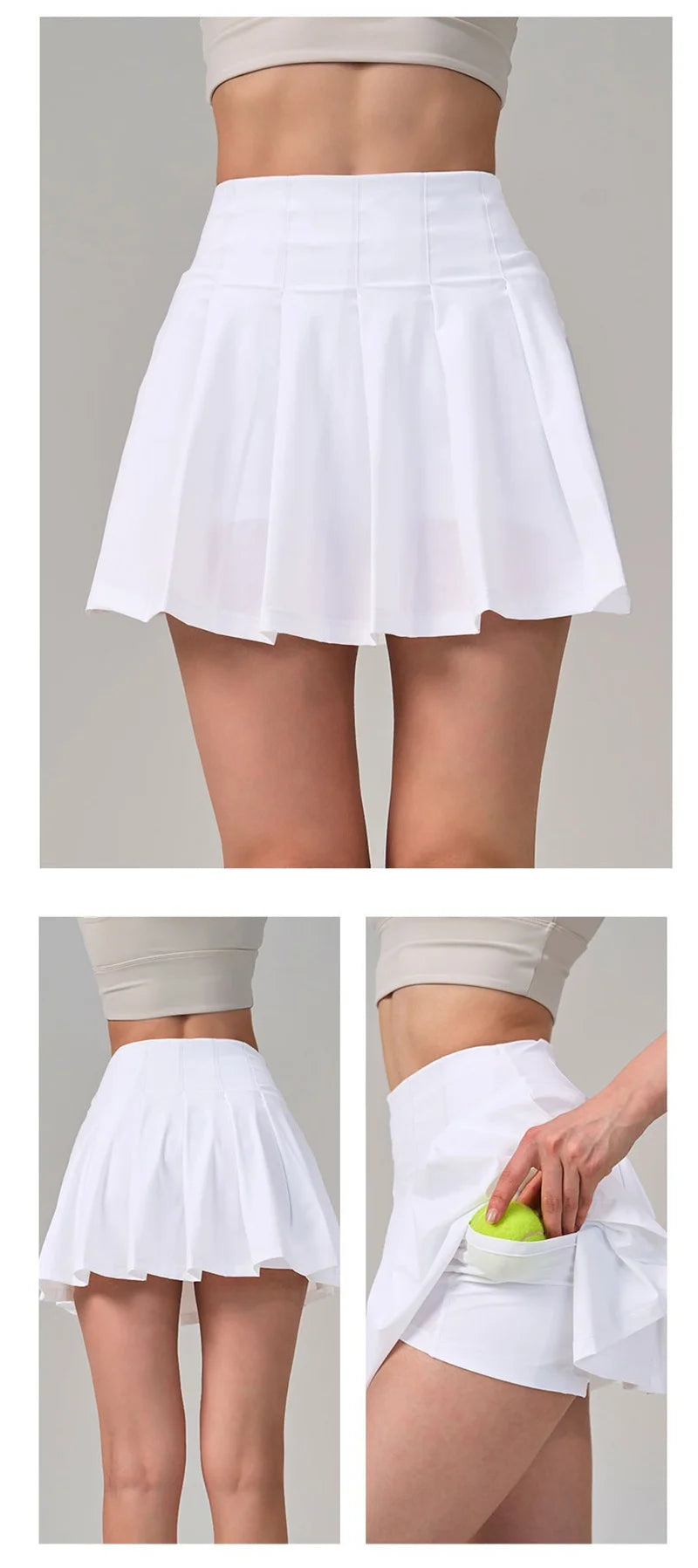 Aiithuug Crease Resistant Tennis Skorts Pockets Pleated Tennis Skort Sports Skirts Stretchy Running Shorts Skirt Golf Skorts