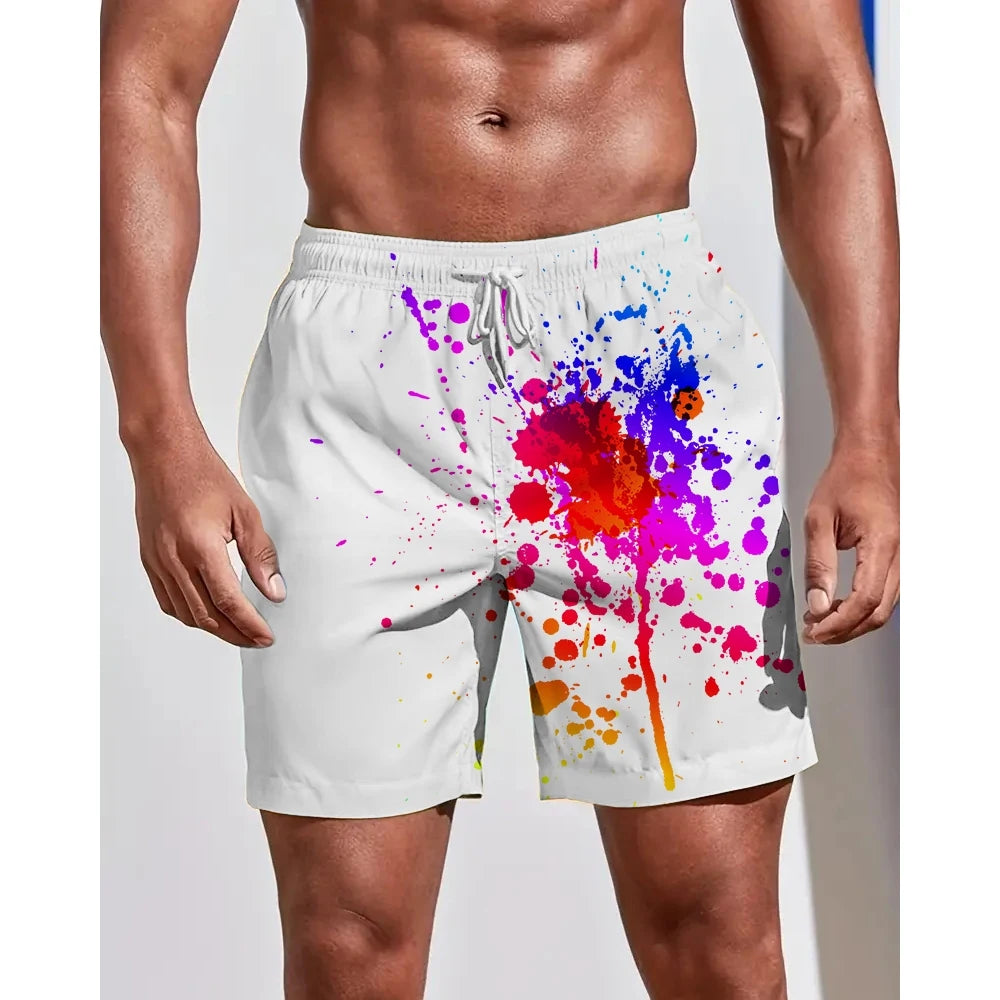 Summer Seasons Rendering Shorts Graffiti 3D Printing Men's Beach Pants Swimming Comfortable Quick Drying Fashion Youth Loose Men
