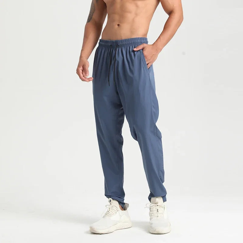 Men Gym Jogging Sport Pants Thin Loose Quick-Dry Long Exercise Clothing Zipper Pockets Training Bodybuilding Trouser Marathon