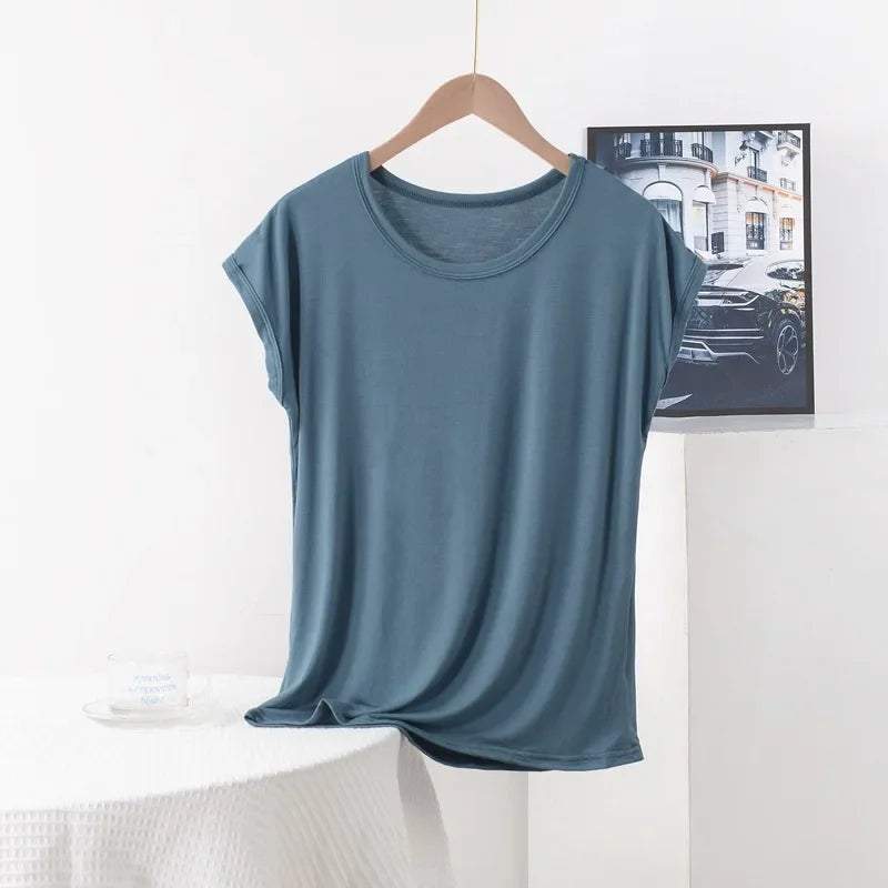 Plus size Summer women's Tshirt O-Neck Modal Loose T-shirt Solid color Simple Tee Tops XL to 8XL Bottoming Tshirts all match