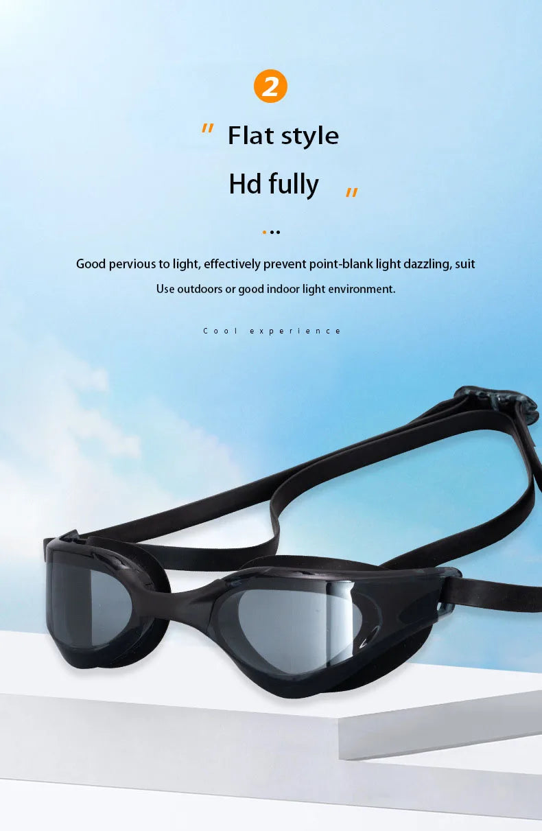 Professional Adult Swim Goggles Waterproof Fog-proof Racing Goggles Men Women Cool Silver Plated Swimming Equip