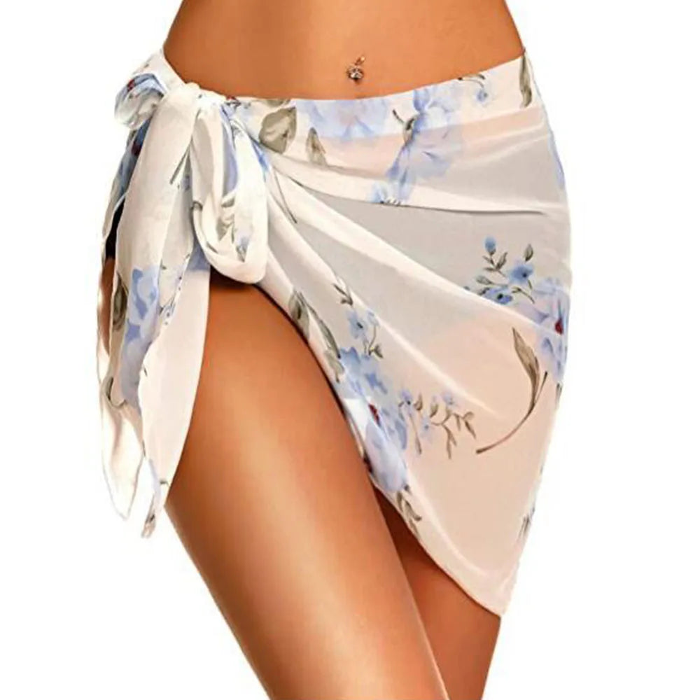 Women Short Sarongs Swimsuit Coverups Beach Bikini Wrap Sheer Short Skirt Chiffon Scarf Cover Ups for Swimwear