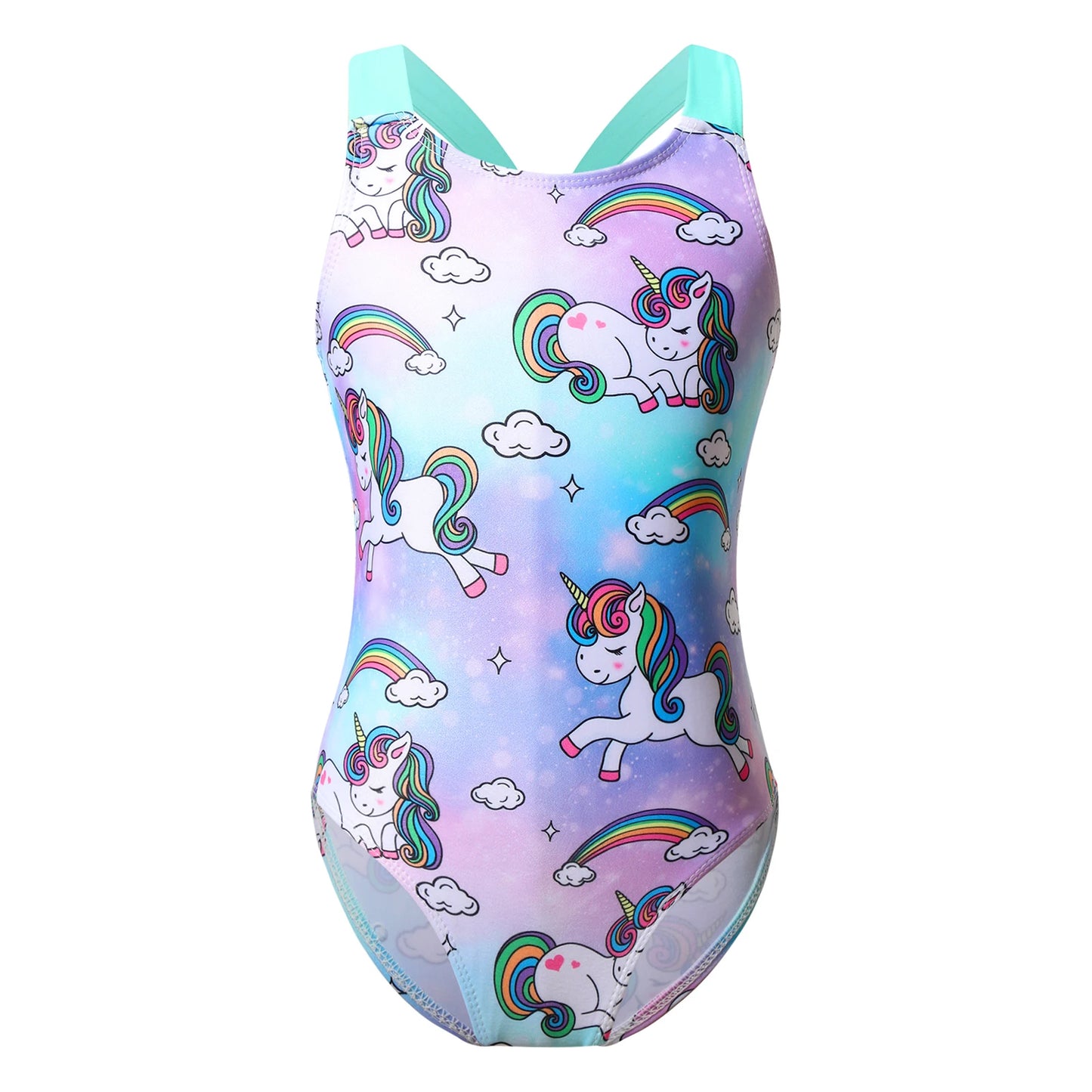 4-16 Years Girls Swimsuit Summer Brazilian Beach Swimming Suits Wear Shoulder Straps One-Piece Swimsuits for Kids Girls Swimwear