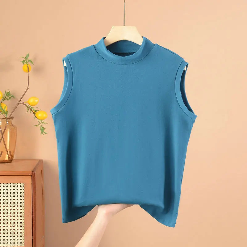 XL to 8XL Plus size Autumn winter warm Tank Tops Mock Neck sleeveless tops Women's thick Vest Solid color bottoming undershirt