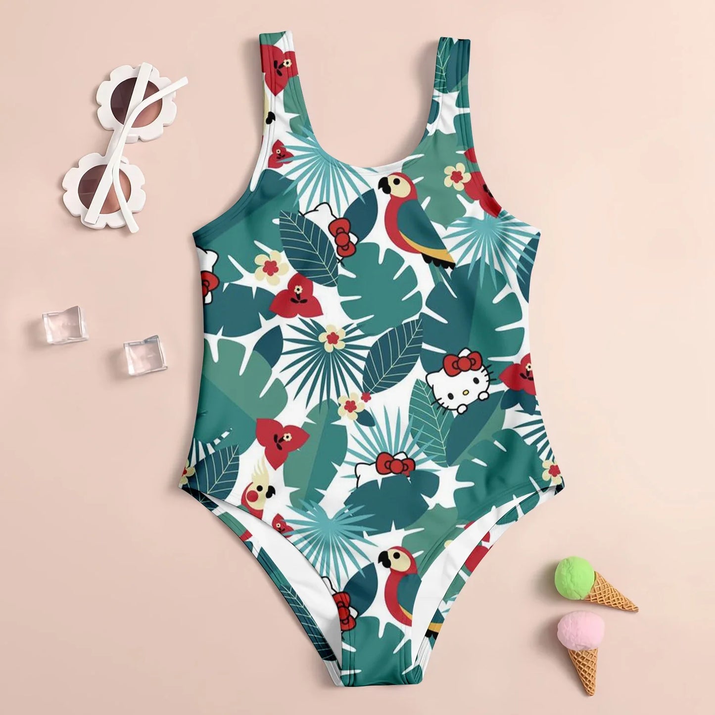 Summer Fashion Children's Swimsuit Cute 3D Printed Girl's Swimsuit Cartoon Trendy Beach Party Vacation Comfortable Diving Sports