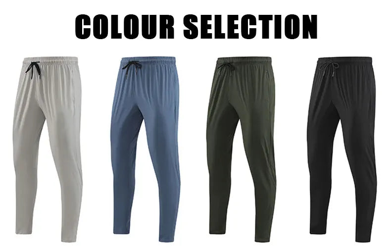 Men Gym Jogging Sport Pants Thin Loose Quick-Dry Long Exercise Clothing Zipper Pockets Training Bodybuilding Trouser Marathon