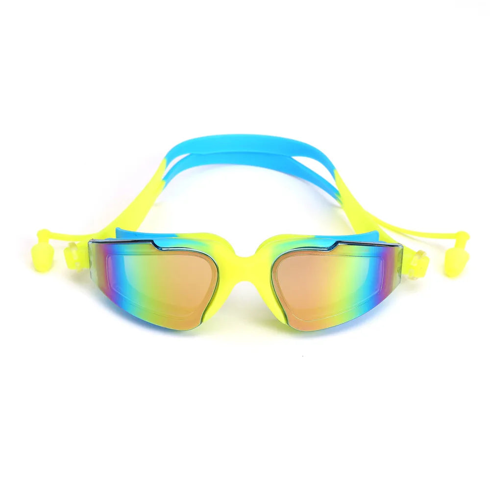 Professional Swimming Goggles for Men and Women, Silicone Anti-Fog, UV Adjustable, Multicolor Swimming Glasses with Earplug