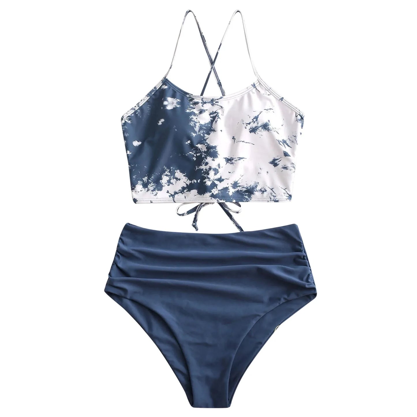 Women's Bikini Swimsuit Sunflower Swimwear Set Swimsuit Tie-dye Two Push-Up Print Piece Swimwear Ruffle Bikini Top