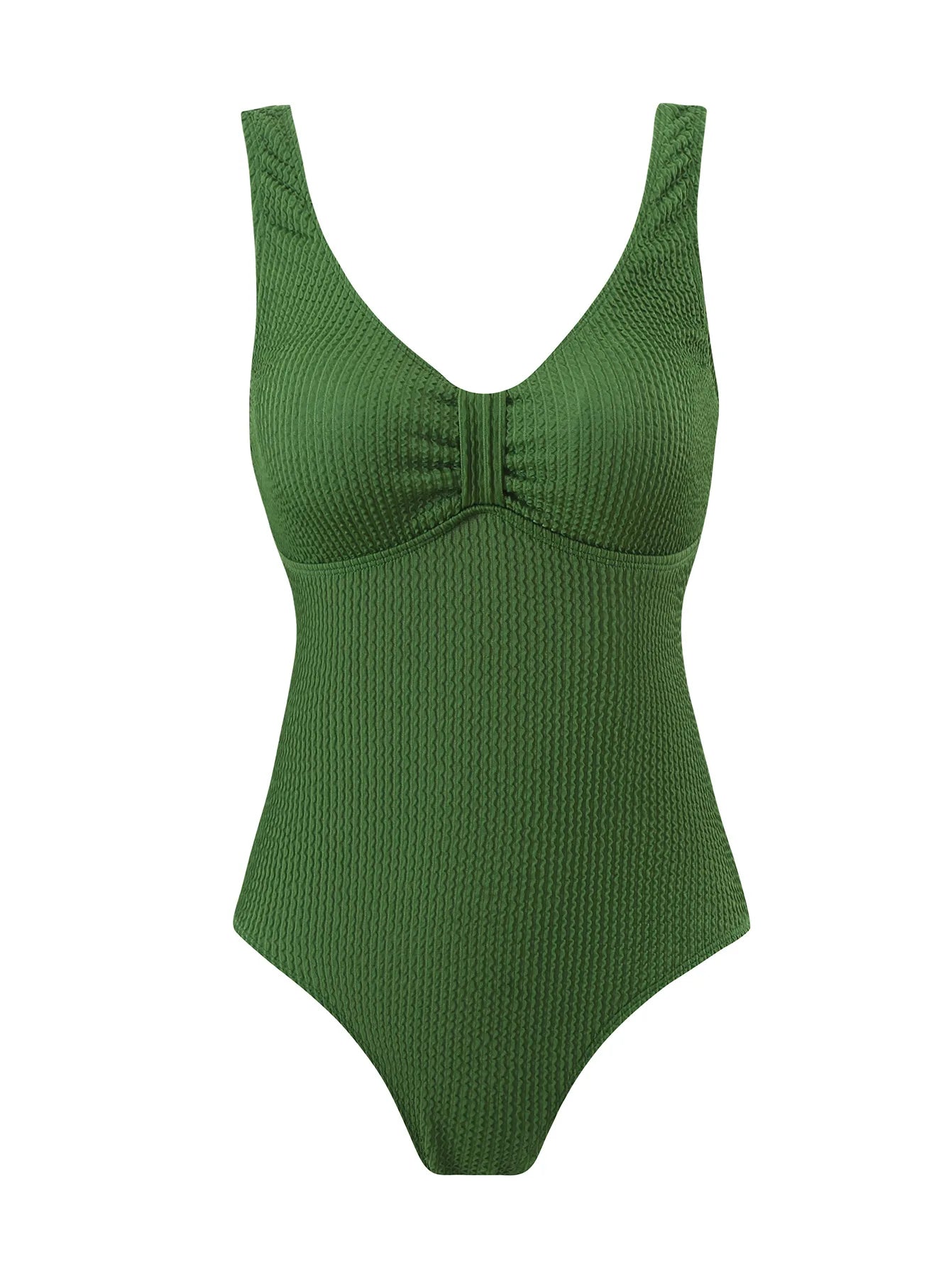 Scoop Neck One Piece Swimsuit Woman Backless Bodysuit Crinkle Swimwear Beach Wear Blue Bathing Suits Ladies Holiday Summer