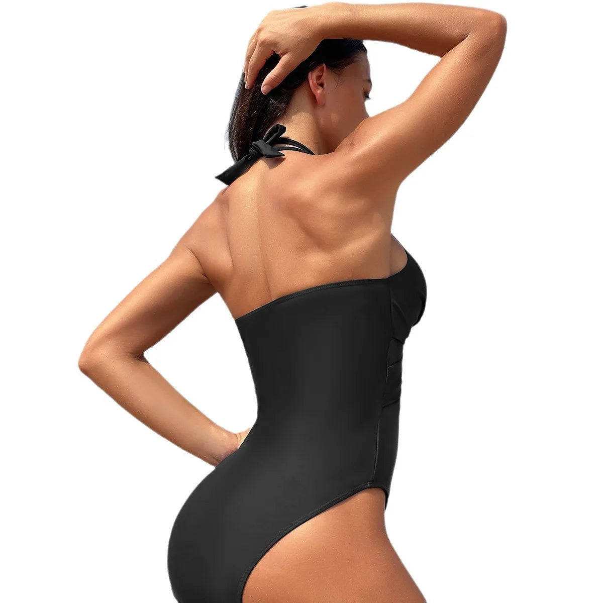 Pure Color Mesh Bikini Swimsuit One Piece Swimsuit Women's Summer
