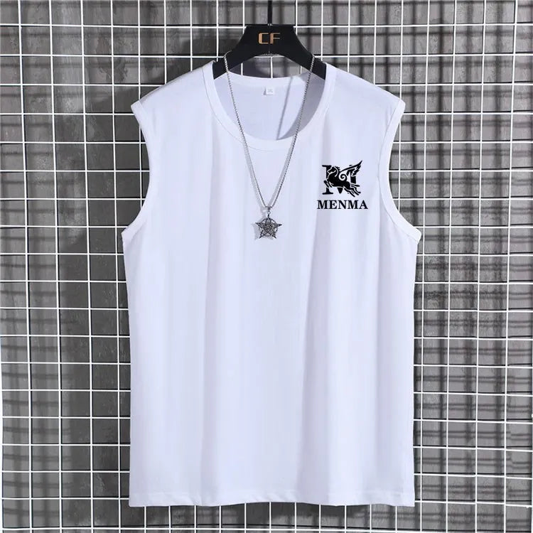 Plus Size Men's Sleeveless T-shirt Oversized Loose Solid Color O-Neck T-shirt XL-12XL/60-180KG