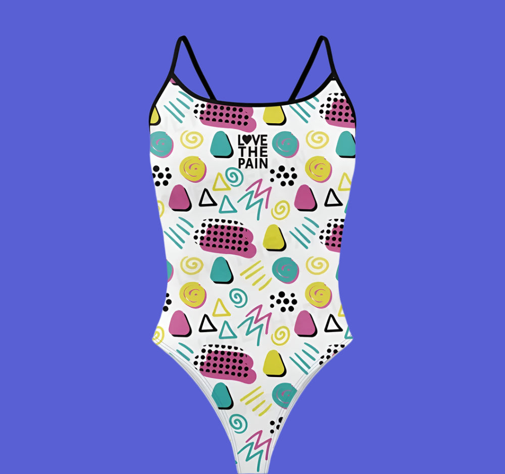 Love The Pain Spaghetti Straps Women Swimwear Bikini Racer Back Swimsuit One Piece Comfortable Suit Printing Functional Swimwear