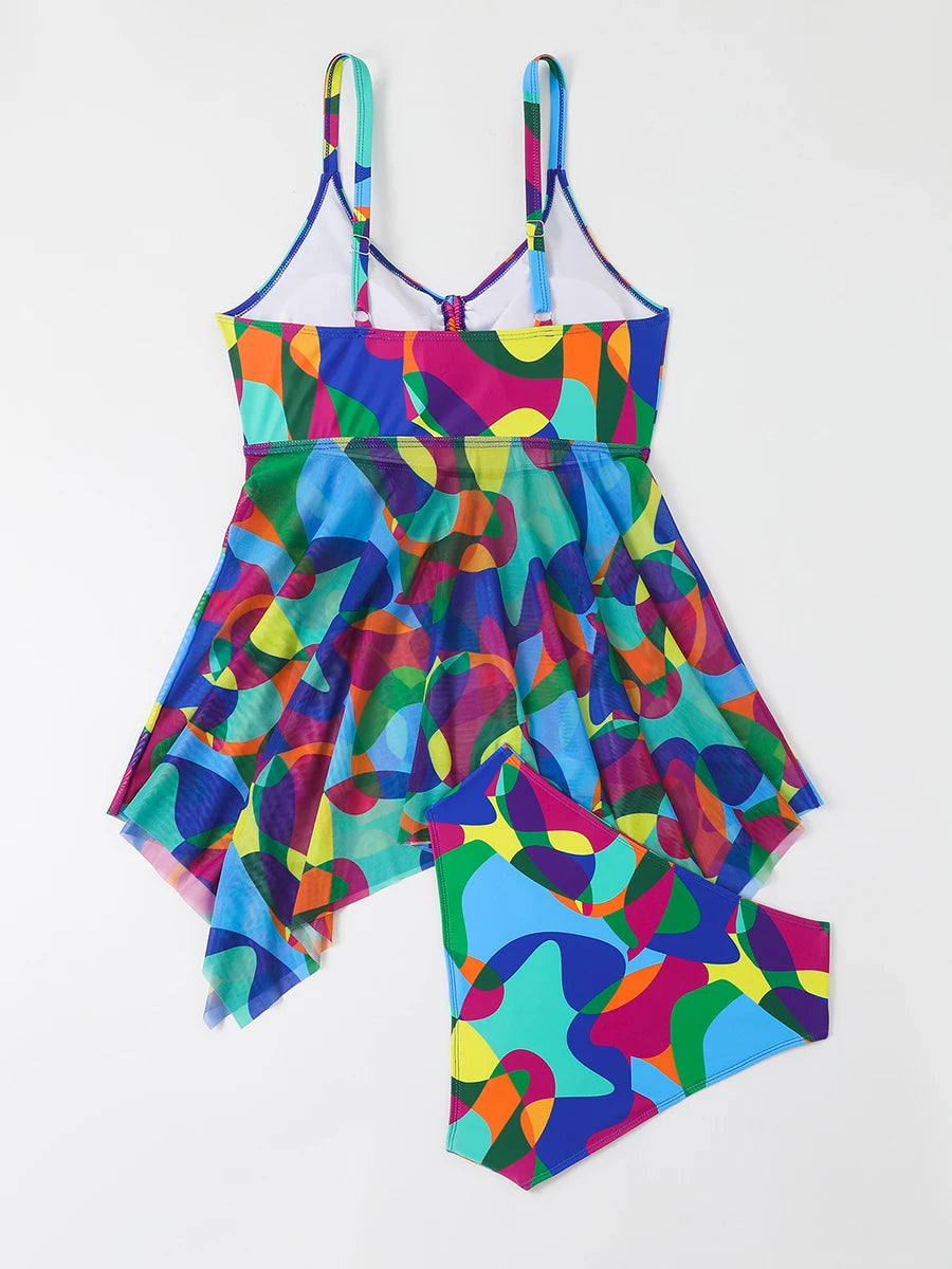 Tankini Set 2 Pieces Large Plus Size Swimsuit Women Swim Dress Swimwear Female Bathers Bathing Swimming Suit Beachwear