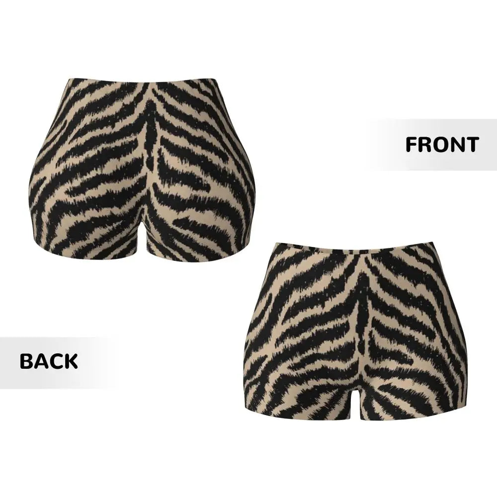 Wild Animal Designs Yoga Shorts Women Black And White Zebra Skin Stripes